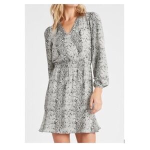 Banana Republic Snake Print Long Sleeve Mini Dress Animal Print Boho Chic XXS
